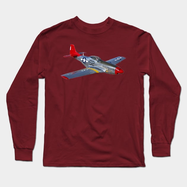 P-51 Mustang Red Tail Long Sleeve T-Shirt by Squatch